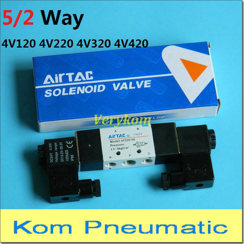 Envío Gratis Airtac neumático Tipo 5/2 forma de doble válvula de solenoide de 4V220-08 4V320-10 5 Puerto 2 Posición 12V 24V DC AC 110V 220v ► Foto 1/6