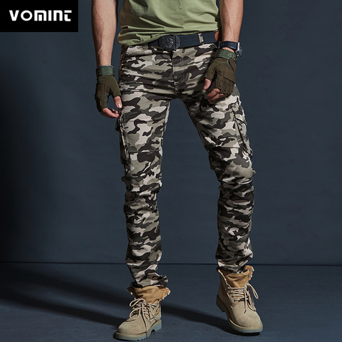 Vomint-pantalones Cargo de estilo militar para hombre, pantalón informal, impermeable, transpirable, con bolsillos del Ejército, de talla grande ► Foto 1/6