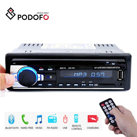 Comprar Podofo 12V 1DIN Radios de Coche en el Tablero Estéreo con Control  Remoto Digital Bluetooth Audio Música Estéreo Radio de Coche Reproductor de  Mp3 USB/TF/AUX-IN