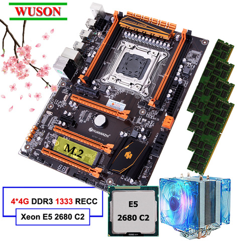 HUANANZHI-placa base X79 Deluxe para videojuegos, tarjeta madre con ranura M.2 de alta velocidad, CPU Intel Xeon E5 2680 2,7 GHz, Enfriador de marca RAM 16G(4x4G) RECC ► Foto 1/6