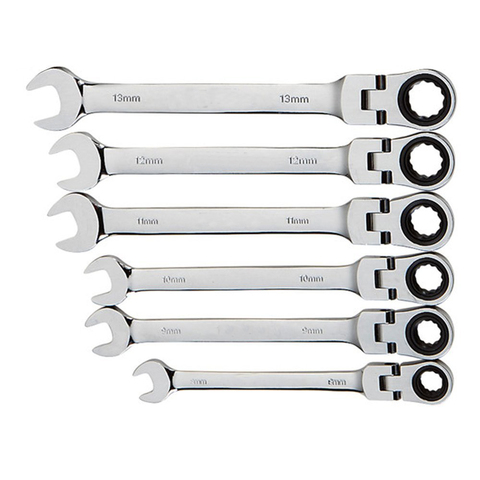 19 Uds llave de carraca combinada, con cabezal Flexible, herramienta de carraca de doble uso, juego de combinación de carraca. Herramientas de mano para el coche ► Foto 1/6