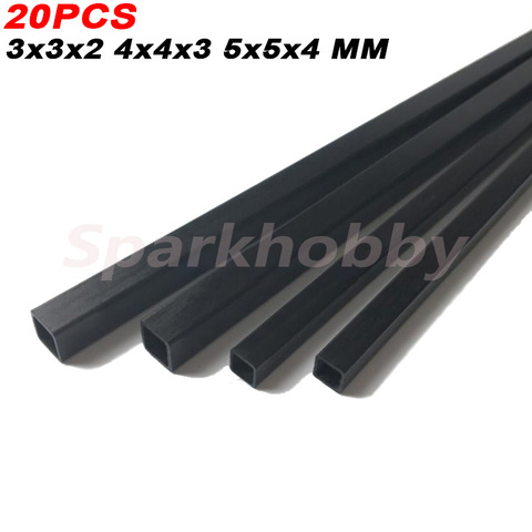 Tubo cuadrado de fibra de carbono 20 piezas, 3x3x2MM, 4x4x3MM, 5x5x4MM de longitud, 0,5 M/500MM de alta resistencia para modelo de Avión RC, cuadricóptero Diy ► Foto 1/6