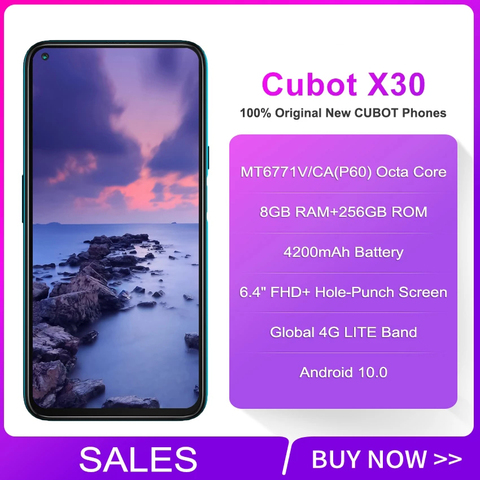 Cubot-teléfono inteligente X30 versión Global, móvil con Android 10, cinco cámaras de 48MP, 8GB, 128GB/256GB, pantalla FHD de 6,4 pulgadas, Helio P60, NFC ► Foto 1/6