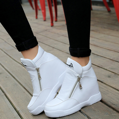 Botas de cuña con plataforma de cristal para mujer, zapatos informales de tacón alto ► Foto 1/1