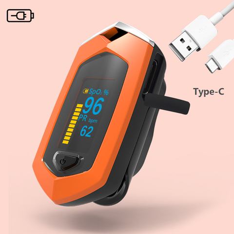 Oxímetro De pulso para Dedo, USB tipo-c oxímetro recargable, Monitor De oxígeno en sangre para uso médico, pulsioxímetro deportivo Spo2 ► Foto 1/6