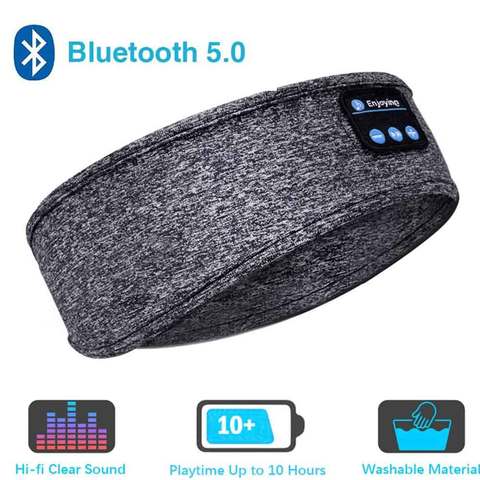 Diadema inalámbrica con Bluetooth para correr, banda elástica para el sudor, gorro para dormir, auriculares con altavoz ► Foto 1/6