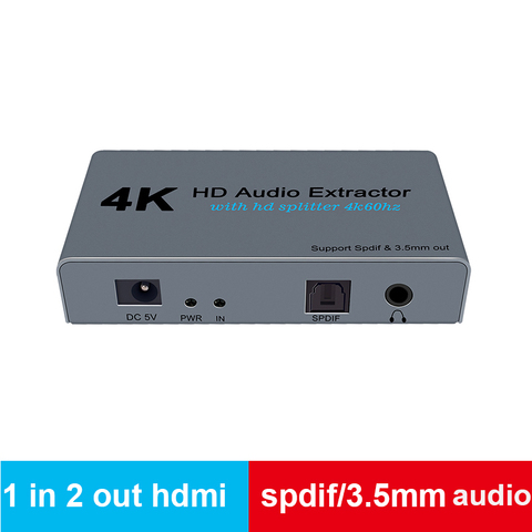 Divisor de audio HDMI 1 entrada 2 salida divisor HDMI 1x2 para HDTV PS4 4K con Extractor de Audio 3,5 clavija HDMI adaptador conmutador ► Foto 1/6