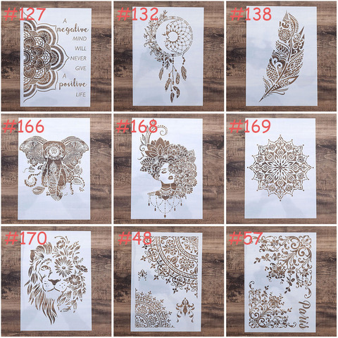 A4 tamaño DIY Mandala Henna plantilla para pintura de la pared álbum de recortes estampado sello álbum de grabador de relieve para tarjetas DE PAPEL s ► Foto 1/4