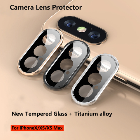 Protector de lente de cámara para iPhone Xs Max X, funda completa de Metal + Protector de pantalla de vidrio templado, películas de cámara trasera ► Foto 1/6