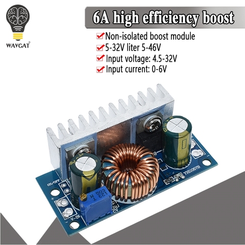WAVGAT DC-DC Boost convertidor no aislado Step-Up módulo de fuente de alimentación con disipador de calor ajustable 4,5 V-32 V a 5-42 V 6A ► Foto 1/6