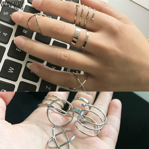 Coreano anillo conjuntos anillos para las mujeres Simple Pop joyas de oro anillos a la moda 2022 mujeres al por mayor ► Foto 1/3