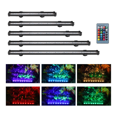 Lámpara de control remoto para acuario, luz LED RGB de 90-260v para plantas de 20-58cm, con burbujas de aire, para pecera ► Foto 1/6