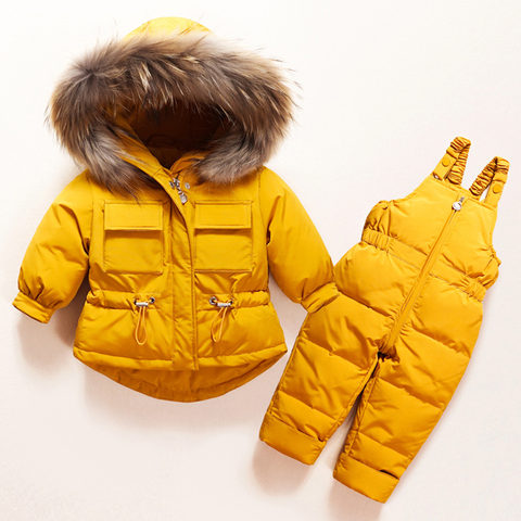 Parkas de invierno para niñas, Mono de esquí, conjunto de ropa para bebés, chaqueta de plumón para niños, monos con capucha, abrigo cálido ► Foto 1/6