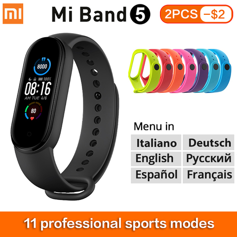 Pulsera inteligente Xiaomi Mi Band 5, reloj inteligente deportivo resistente al agua con Pantalla AMOLED de 1,1 pulgadas y Bluetooth 5,0 ► Foto 1/6