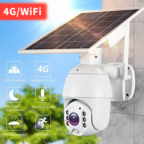 Cámara inteligente 4G PTZ para exteriores, videocámara Solar IP con batería de 360, CCTV, IR, visión nocturna, vigilancia remota, externa, wifi, inalámbrica ► Foto 1/6