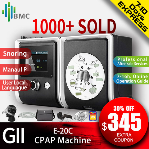 BMC GII CPAP E-20C-máquina portátil para el cuidado de la salud, respirador antironquidos con tarjeta de memoria 4G, mascarilla Nasal N4, envío gratis ► Foto 1/6