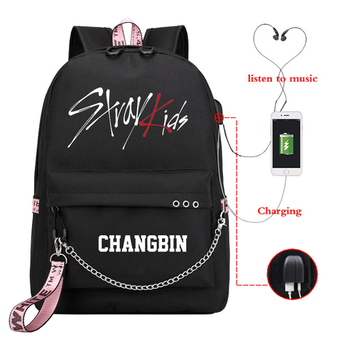 Mochila informal de viaje para niños, morral escolar con carga Usb para adolescentes, Kpop ► Foto 1/6