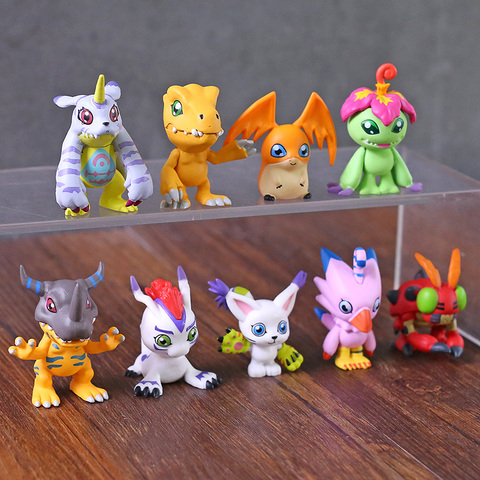 Figuras de Digimon Adventure Agumon, Gabumon, Palmon, Gomamon, Patamon, Tailmon, muñecos de decoración, 9 unidades/juego ► Foto 1/6