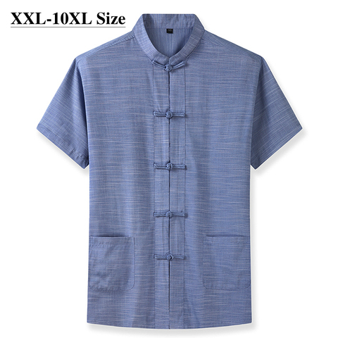 Camisa de manga corta de talla grande para hombre traje Tang de estilo chino, uniforme de Kung Fu tradicional, holgado, 7XL, 8XL, 9XL, 10XL ► Foto 1/6