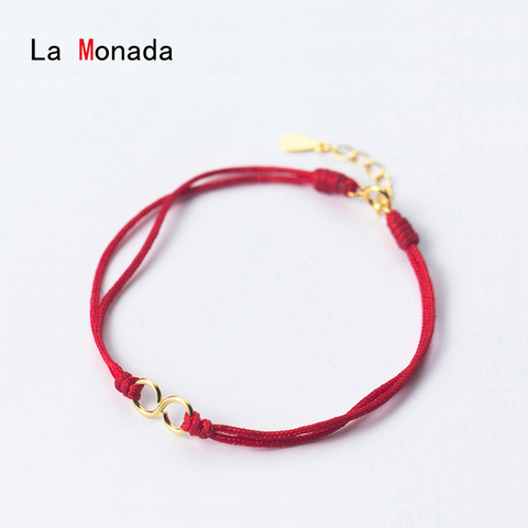 La Monada-pulsera de plata de ley 925 con rosca roja, brazalete de plata 925 con cuerda roja ► Foto 1/6