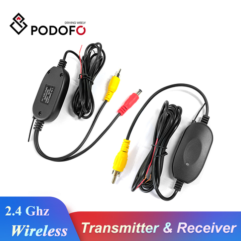 Podofo 2,4 Ghz cámara de visión trasera inalámbrica RCA transmisor de vídeo y receptor Kit para coche Monitor retrovisor transmisor FM y receptor ► Foto 1/6