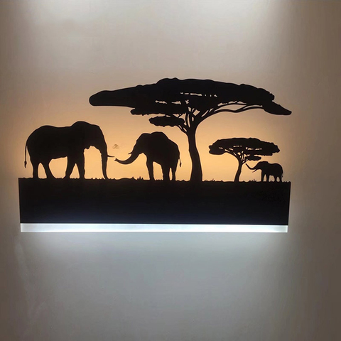 Lámpara de pared LED Retro pintura creativa 110-240V decoración de aplique negro moderno para baño sala de estar habitación Animal ► Foto 1/6