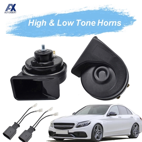 2 unids/set Caracol cuerno para Mercedes Benz W205 2014-2022 12V 110-125db fuerte impermeable coche cuernos 410/510Hz de alta tono bajo cuerno ► Foto 1/6