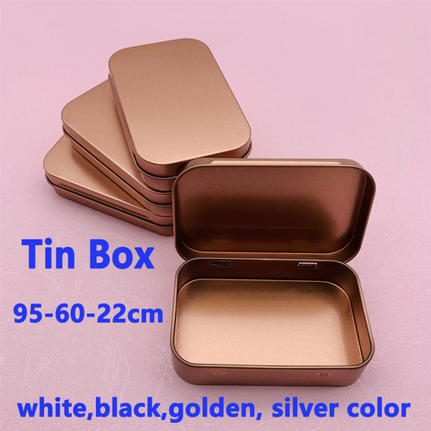 Mini caja de lata vacía con bisagra, caja pequeña de metal dorado, negro y blanco, rectangular, regalo de Navidad, almacenamiento de joyas de maquillaje, 20 unids/lote ► Foto 1/6