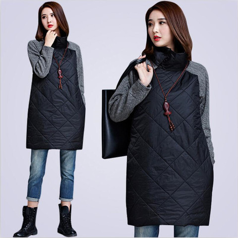 Chaqueta de invierno para mujer, de cuello alto abrigo largo, ropa de calle de estilo coreano, chaquetas de talla grande M-6XL, 7XL ► Foto 1/5