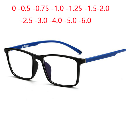 Gafas cuadradas de prescripción TR90 para hombre y mujer, anteojos ultraligeros para ordenador de negocios, con prescripción de 0-0,5-0,75-1,0 a-6,0 grados ► Foto 1/6