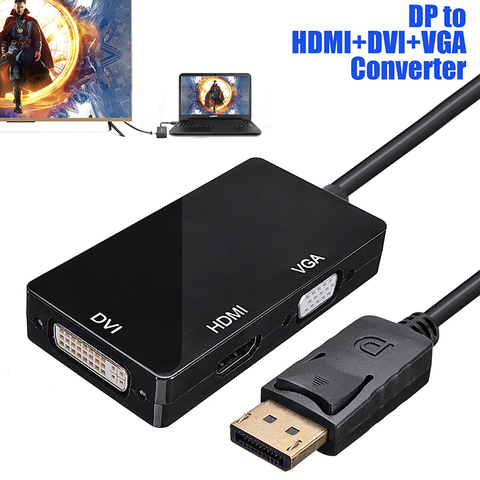 Convertidor de DP a DVI VGA 3 en 1, puerto de pantalla DP, adaptador de vídeo para PC, portátil, proyector, HDTV ► Foto 1/6