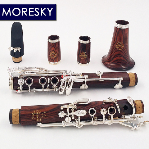 MORESKY-clarinete profesional de Dalbergia retusa/capullo, bB18, llave plateada, madera sólida, hermoso ► Foto 1/6