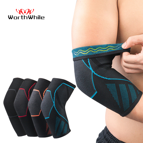 Vale la pena 1 PC compresión codo soporte almohadillas elástico Brace para hombres mujeres baloncesto voleibol Fitness Protector mangas del brazo ► Foto 1/6
