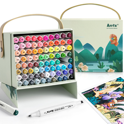 Arrtx-rotulador ALP de doble punta, 80 colores vibrantes, para dibujo, dibujo, tarjeta de dibujo, herramienta de arte ► Foto 1/6