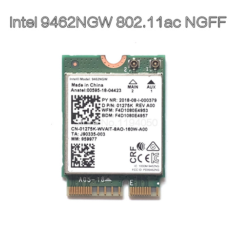 AC 9462 WIFI 433Mbps wireless AC dual-band Wifi card adapter Intel 9462NGW NGFF M.2 key E with Bluetooth 5.0 card ► Foto 1/4