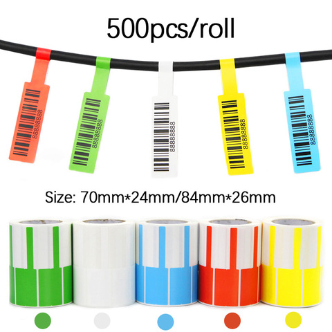 500 uds/rollo térmico Cable pegatinas de etiqueta red impermeable Cable de Ethernet marcador organización etiqueta pegatinas 70*24/84*26mm ► Foto 1/6