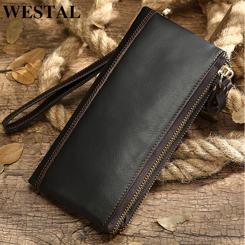 WESTAL-cartera de cuero genuino para hombre, cartera de mano, tarjetero, informal, 9031 ► Foto 1/6