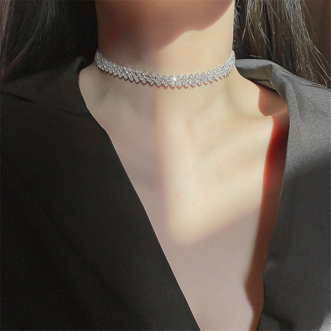 Gargantilla FYUAN de moda con diamantes de imitación para mujer, collares geométricos de cristal, joyería para bodas, regalos de fiesta ► Foto 1/6