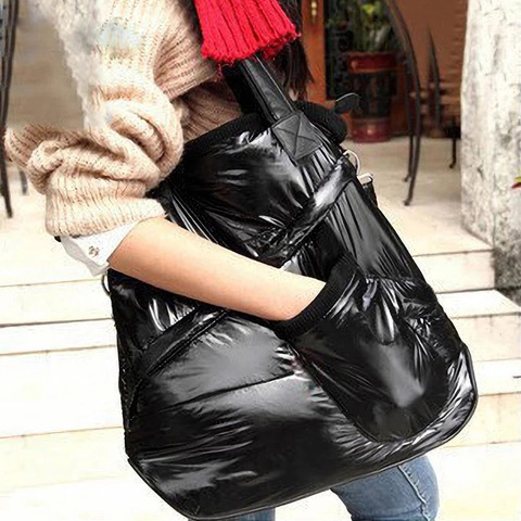 Bolso de las mujeres 2022 de moda de invierno de algodón de espacio bolso de hombro tipo bandolera de abajo mujer bolsa para invierno bolsas negro garras caliente ► Foto 1/6