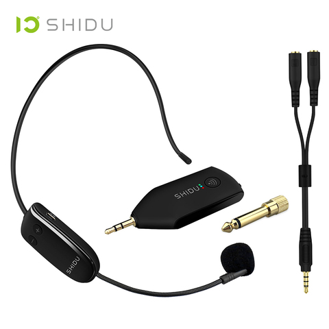 SHIDU-micrófono inalámbrico U8 UHF, amplificador de voz portátil 2 en 1 con enchufe de 3,5/6,5mm para altavoces, Guía para profesores ► Foto 1/6