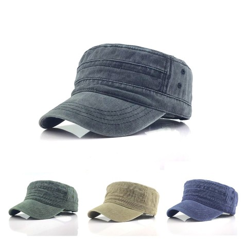 Gorra plana ajustable estilo militar para hombre, sombrero masculino de Color sólido, estilo clásico, protector solar, informal, 1 unidad ► Foto 1/6