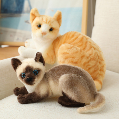 Muñeco de peluche de imitación de gato Corto Americano para niños, juguete de decoración de animales de Gato Siamés ► Foto 1/6