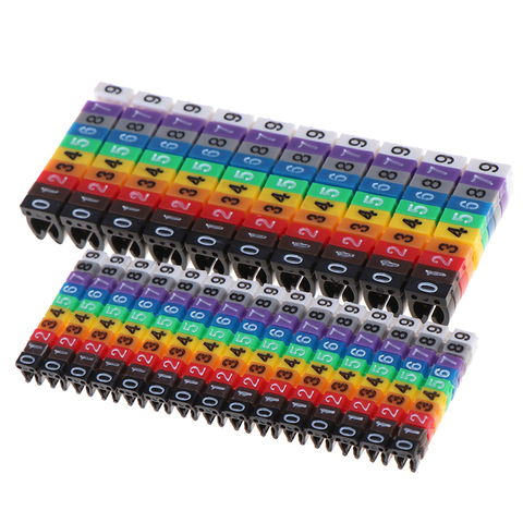 150 unids/lote marcadores de Cable de colores tipo C etiqueta de número marcador para Cable de 2-3mm ► Foto 1/6