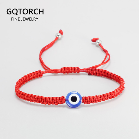 Trenzado a mano suerte cordel rojo pulsera del encanto de las mujeres hombres maldito azul ojo ronda pulsera de cuentas NAZAR BONCUK joyería de amistad ► Foto 1/6