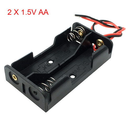 2x1,5 V soporte de pilas AA caja de pilas AA de la batería caja negro cables de alambre ► Foto 1/5