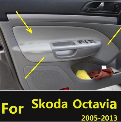 Protector de cuero de microfibra para puerta de coche, apoyabrazos, Panel Interior, para Skoda Octavia 2006, 2007, 2008, 2009, 2010, 211, 212, 213, 2014 ► Foto 1/6