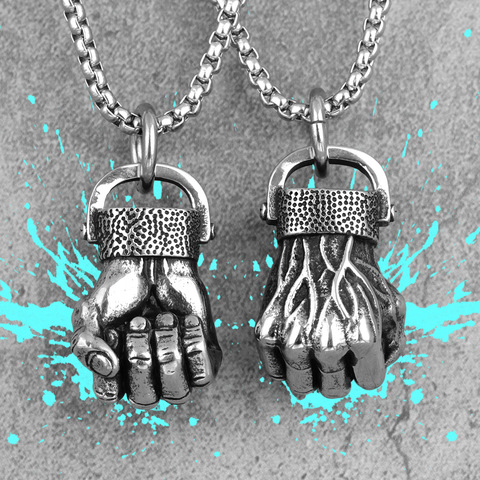 Anger Fist-collares de hombres para Fitness, cadena Punk para novio, joyería de acero inoxidable, regalo creativo, venta al por mayor ► Foto 1/6