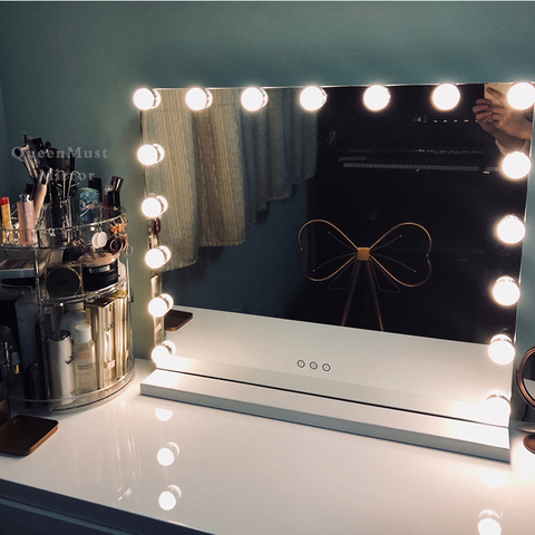 Espejo de tocador para maquillaje con luces, espejo de estilo Hollywood iluminado sin marco, brillo ajustable, para salón de belleza, artista cosmético ► Foto 1/6