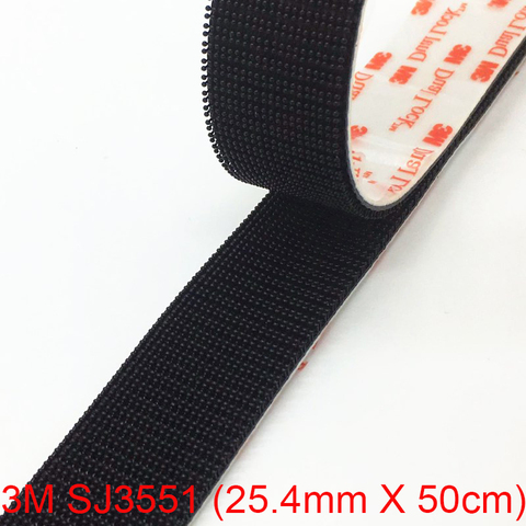 3M SJ3551 negro Dual Lock tipo 400 (25,4mm X 50cm) de sujetador reutilizable cinta Bacing cinta adhesiva VHB cinta de 3M ► Foto 1/6