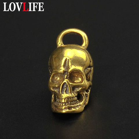 Llaveros de calavera hechos a mano de latón, colgantes Punk para hombre, llavero de coche, joyería colgante, llaveros de cobre, regalos de Halloween ► Foto 1/6